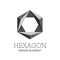 Flat gray polygonal hexagon logo vector template