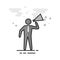 Flat Grayscale Icon - Businessman loudspeaker