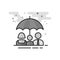 Flat Grayscale Icon - Family umbrella