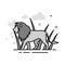 Flat Grayscale Icon - Lion