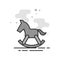 Flat Grayscale Icon - Rocking horse toy