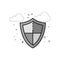 Flat Grayscale Icon - Shield plus sign