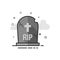 Flat Grayscale Icon - Tomb stone