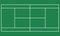 Flat green big tennis field, Top view of tennis court with line template. Vector stadium.