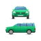 Flat green car vehicle type design sedan style vector generic classic business illustration isolated.