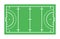 Flat green field hockey grass with line template. Vector stadium card. Proportion outline illustration