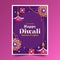 flat greeting cards collection diwali festival celebration vector illustration