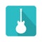Flat guitar icon vector illustration on color background