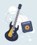 Flat Guitar. Vector Illustration. Musical Instrument Flat