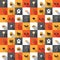 Flat Halloween festive seamless pixel pattern in vector