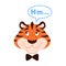 Flat happy smiling thinking tiger head isolated
