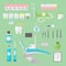 Flat health care dentist symbols research medical tools healthcare system concept and medicine instrument hygiene