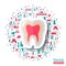 Flat Healthy Clean Tooth Sticker Icon