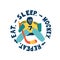 Flat Hockey Emblem with a goalie. Ice Hockey Label with motto and goalkeeper. Simple, doodle, cartoon, hand drawn