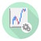 Flat icon of analytical working report with gears symbol