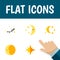 Flat Icon Bedtime Set Of Asterisk, Lunar, Nighttime And Other Vector Objects. Also Includes Night, Moon, Sky Elements.