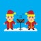 Flat icon on blue background children sing carols