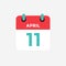 Flat icon calendar 11 of April. Date, day and month.