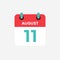 Flat icon calendar 11 of August . Date, day and month.