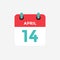 Flat icon calendar 14 of April. Date, day and month.