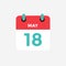 Flat icon calendar 18 of May. Date, day and month.