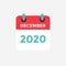 Flat icon calendar December 2020.