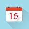 Flat icon of calendar isolated on a background.