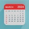 Flat Icon Calendar March 2024. 3d Rendering