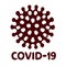 Flat icon with corona virus shape and text covid19