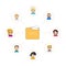Flat icon design of shared folders with avatars
