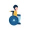 Flat icon of disabled child on a wheelchair