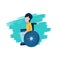 Flat icon of disabled child on a wheelchair