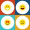 Flat Icon Expression Set Of Grin, Love, Laugh And Other Vector Objects. Also Includes Sad, Frown, Smile Elements.