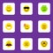 Flat Icon Expression Set Of Hush, Happy, Grin And Other Vector Objects. Also Includes Frown, Smile, Light Elements.