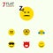 Flat Icon Expression Set Of Pouting, Happy, Cross-Eyed Face And Other Vector Objects. Also Includes Tears, Face, Smile