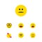 Flat Icon Face Set Of Party Time Emoticon, Displeased, Hush And Other Vector Objects. Also Includes Pleasant, Smile