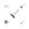Flat Icon Farm Set Of Grass-Cutter, Wooden Barrier, Hosepipe And Other Vector Objects. Also Includes Tool, Fence