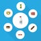 Flat Icon Food Set Of Beef, Bottle, Kielbasa And Other Vector Objects. Also Includes Spaghetti, Milk, Biscuit Elements.