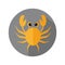 Flat Icon of Funny Cartoon Crab For Travel, Beach