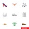 Flat Icon Garment Set Of Sneakers, Foot Textile, Brasserie And Other Vector Objects. Also Includes Man, Woman, Tank