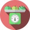 Flat icon for kitchen scales with apples