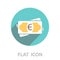 Flat icon of money euro vector