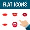 Flat Icon Mouth Set Of Pomade, Lipstick, Tongue And Other Vector Objects. Also Includes Mouth, Lips, Pomade Elements.