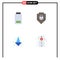 Flat Icon Pack of 4 Universal Symbols of battery, down, status, shield, audio