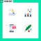 Flat Icon Pack of 4 Universal Symbols of boat, love, vessel, team, chat