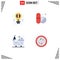 Flat Icon Pack of 4 Universal Symbols of brain, bath, mind, pills, biology