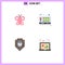 Flat Icon Pack of 4 Universal Symbols of butterfly, password, spring, play, web security