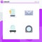 Flat Icon Pack of 4 Universal Symbols of certificate, multimedia, application, inbox, led