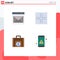 Flat Icon Pack of 4 Universal Symbols of communication, investment, email, symbols, globe