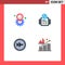 Flat Icon Pack of 4 Universal Symbols of gear, transportation, setting, world, business